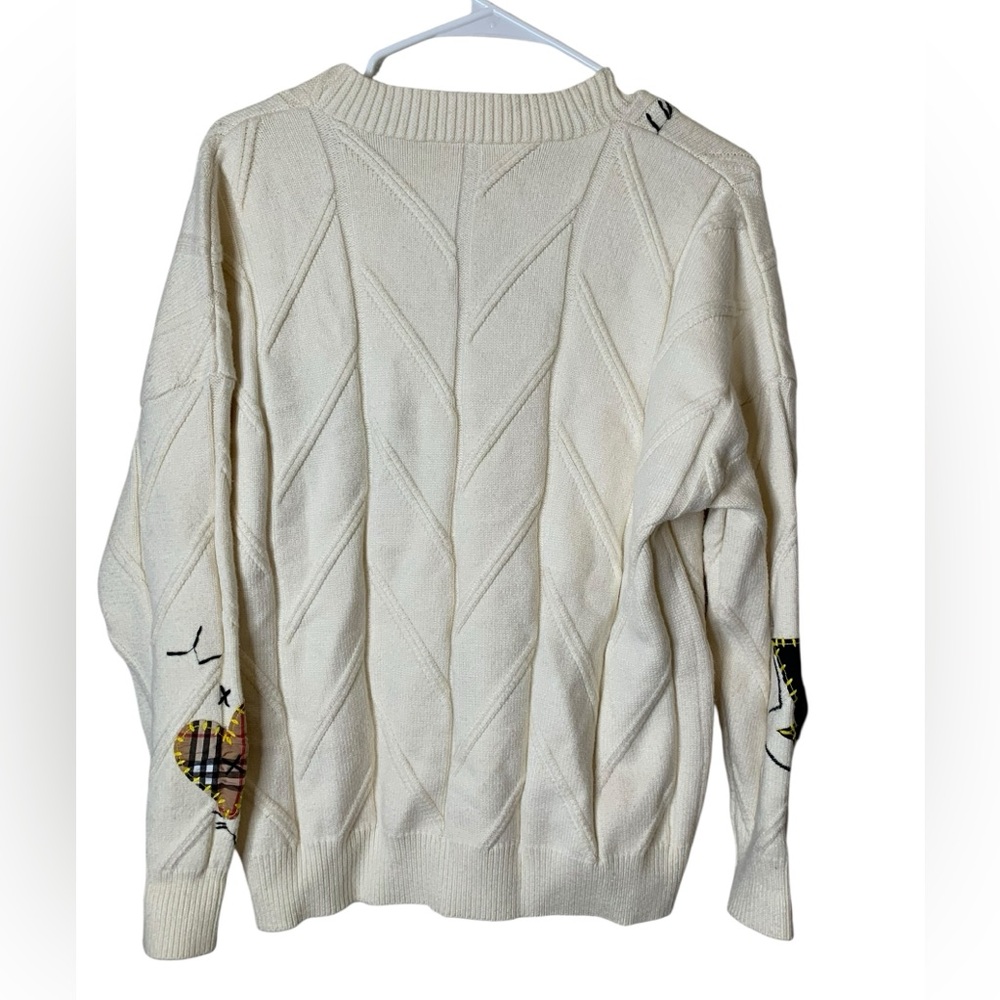 Embroidered V Neck Cardigan Size S Artsy Chunky E Girl Teacher Schoolgirl Unique - Picture 4 of 12